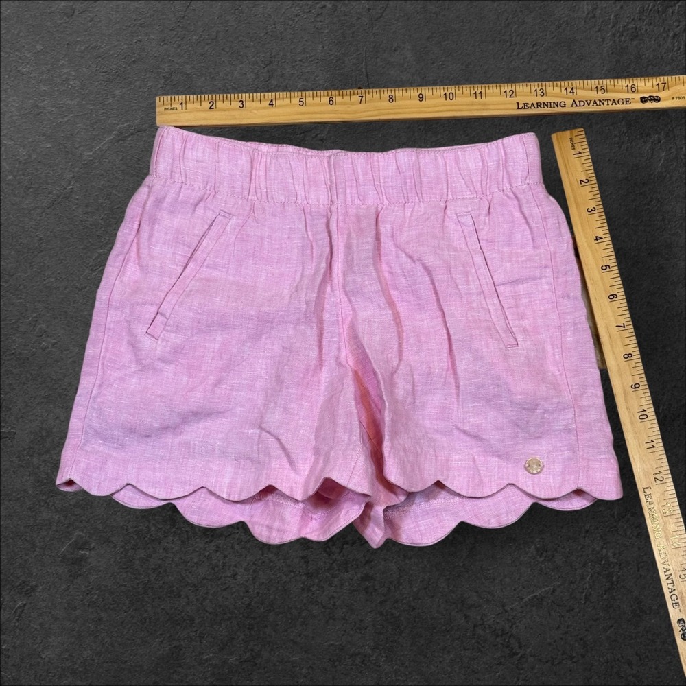 Lilly Pulitzer Lagoon Linen Scallop Hem Short Pink XXS Warm Weather Beach Resort - Picture 4 of 10